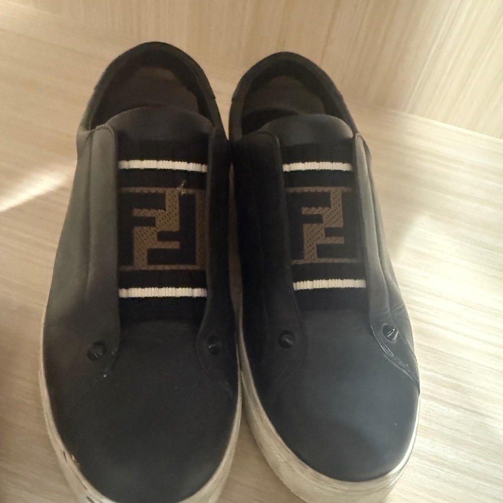 Fendi Men's Black and Brown Slip-On Sneakers